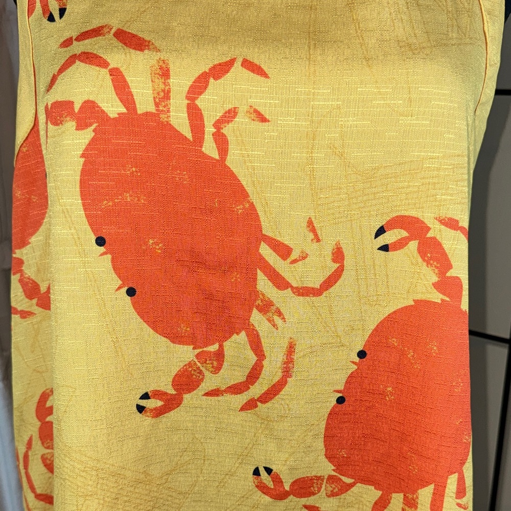 Yellow Dress with Orange Crab Print Size M Never Worn - Picture 2 of 8